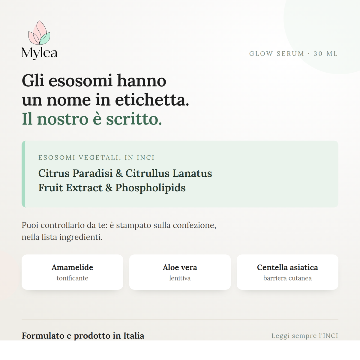 Glow Serum – Siero Viso con Esosomi, Peptidi e Acido Ialuronico